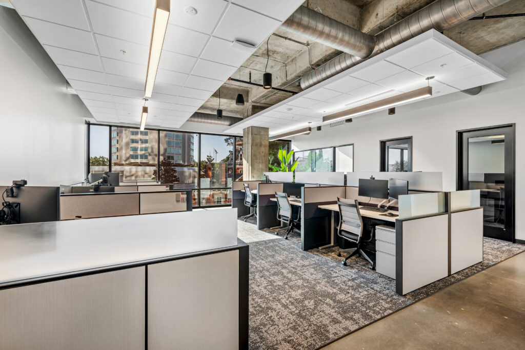 Modern office building construction featuring adaptable flex space